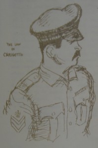 Sketch of policeman, Antikythera, 1953 by James Dugan. Courtesy MIT Archives, Harold Eugene Edgerton Papers.