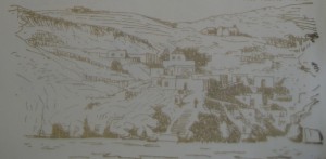 Sketch of Potamos village, Antikythera 1953 by James Dugan. Courtesy MIT Archives, Harold Eugene Edgerton Papers.